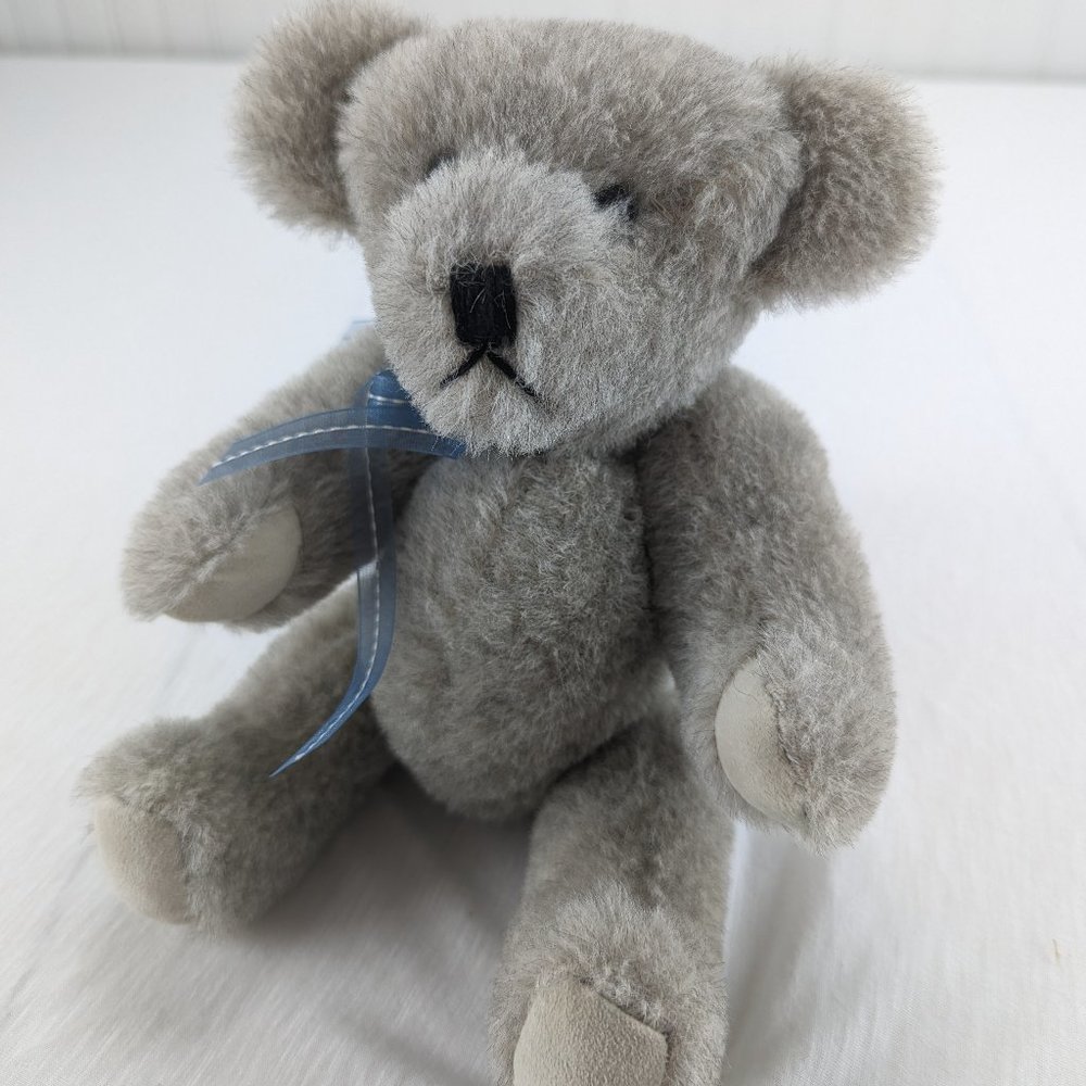 German Mohair Gray Teddy Bear Plush 8" Stuffed Animal Handmade One of a Kind